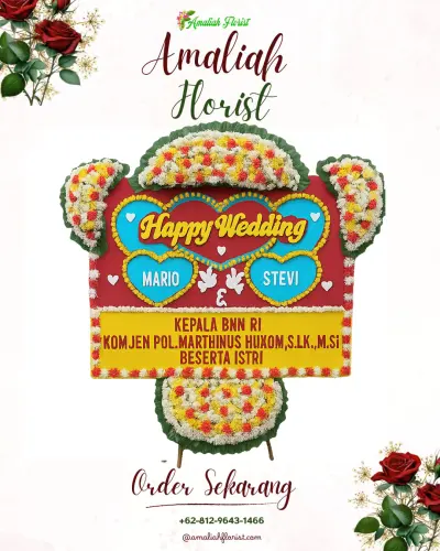 Karangan Papan Bunga Pernikahan di Ngenang
